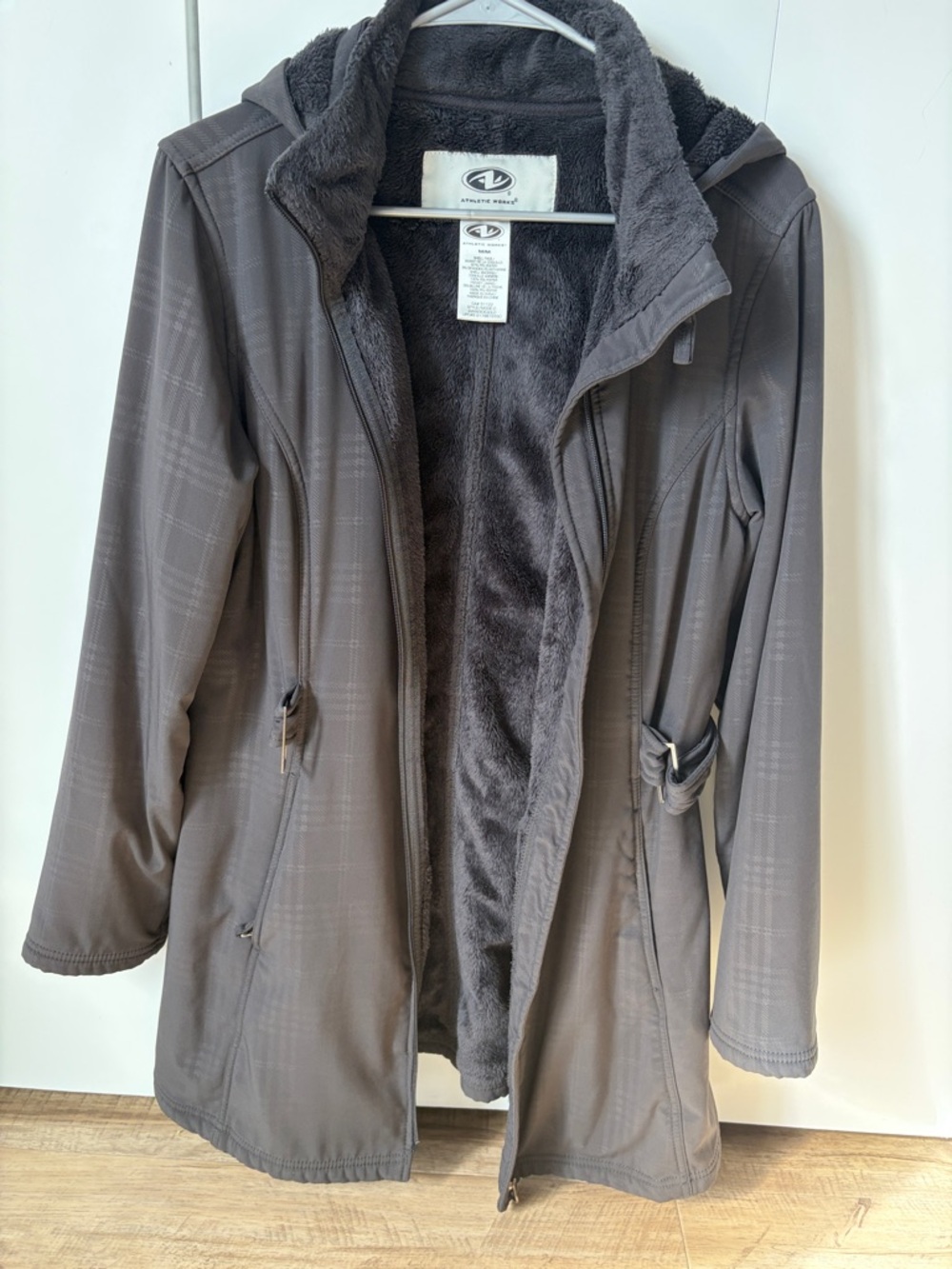 Athletic Works Women's Hooded Trench Coat in Charcoal